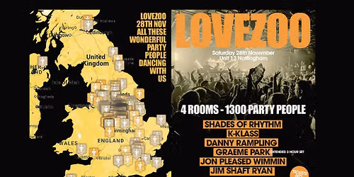 LOVEZOO | Sat 28 Nov | 1300 RAVERS ACROSS 4 ROOMS! | Day Party 4.30pm - 10pm + after Party