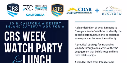 Own Your Real Estate Scene | FREE CRS Watch Party + Lunch