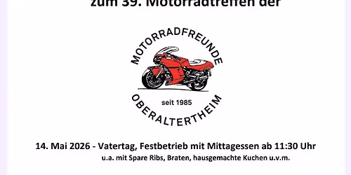 \ud83c\udfcd\ufe0f 39. Motorradtreffen in Oberaltertheim 
