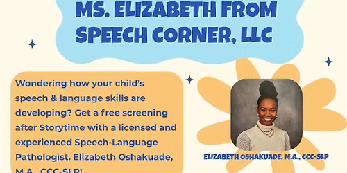 Special storytime with Ms. Elizabeth from Speech Corner