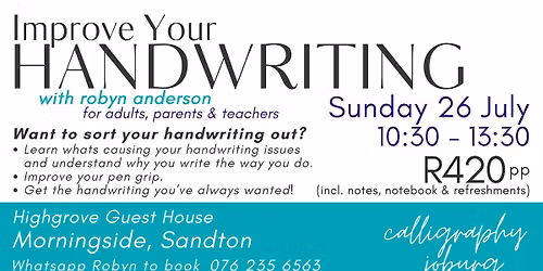 Improve Your Handwriting with Robyn - Morningside, Sandton