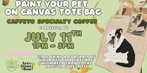 Paint Your Pet on Canvas Tote Bag at Caffeto Specialty Coffee