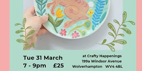 Folk Art Bunny Plate 