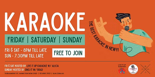 KARAOKE AT SJ\u2019S W\/ LIVE IT UP KARAOKE \ud83c\udfa4