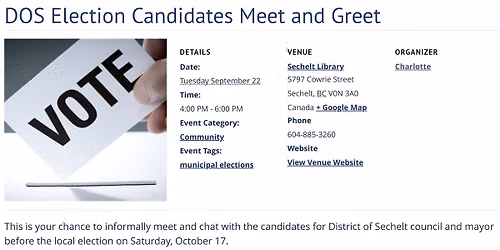 Sechelt Library - District of Sechelt - Meet the Candidates