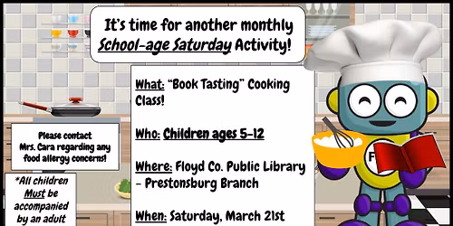 School-age Saturday Activity: "Book Tasting" Cooking Class!
