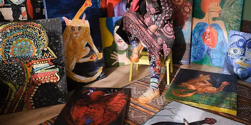 Cutout poetry workshop by artist Michelle Baharier