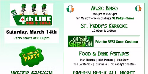 4th Line St. Paddy's Party & Music Bingo