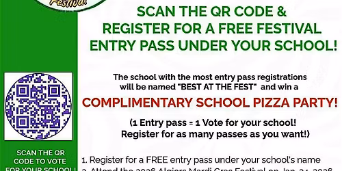 VOTE FOR YOUR SCHOOL! 2026 Algiers Mardi Gras Festival "BEST AT THE FEST"