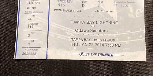 Ottawa Senators at Tampa Bay Lightning at Benchmark International Arena