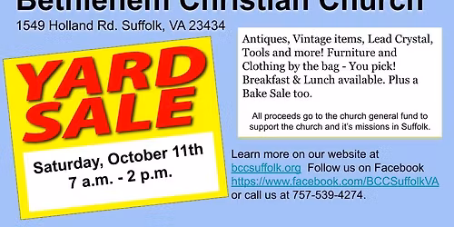Bethlehem Christian Church Yard Sale