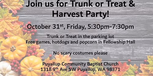 Trunk or Treat Harvest Party