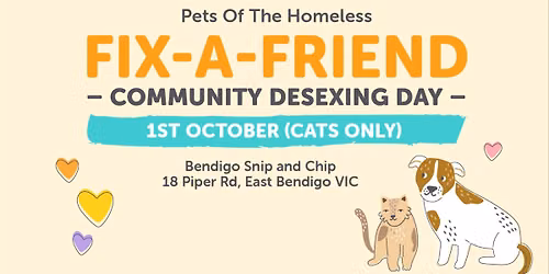 Bendigo Fix-A-Friend Desexing Day for Cats - 1st  October 2026