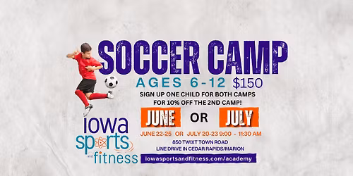 ISF Soccer Academy Camp Ages 6-12 yrs at Line Drive in Cedar Rapids\/Marion