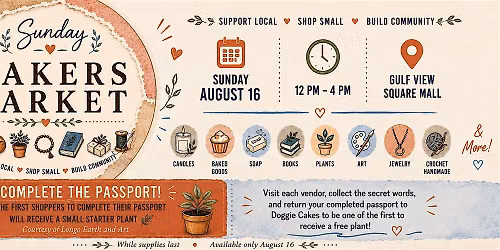 Sunday Makers Market \u2013 Shop Local at Gulf View Square Mall