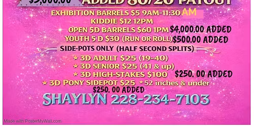 CBR\u2019S 2026 MAY SPRING FLING $5,000.00 + ADDED 5D BARREL RACE 