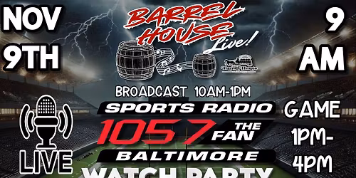 105.7 The Fan LIVE Pregame Broadcast, Ravens watch party, Glamour Kitty post-game concert! 