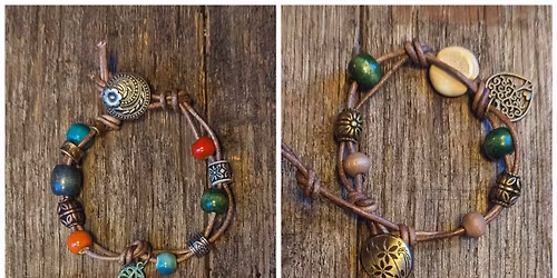Boho by Trudi's Walk Up Leather and Bead Bracelet Bar