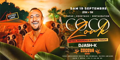 COCO\u2019ZOUK \ud83c\udf34 SAMEDI 19 SEPTEMBRE ~ COCOYA BEACH * DJ ASH-K