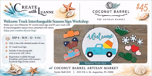 Welcome Truck Round Sign Class- Sep 6- Coconut Barrel