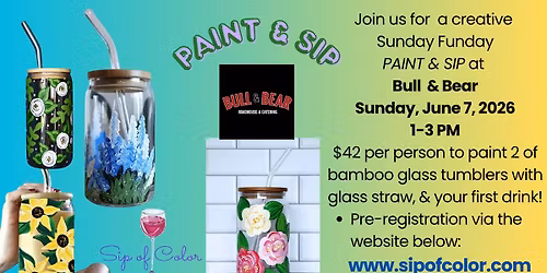 Bull & Bear Paint & Sip, Sunday, June 7th