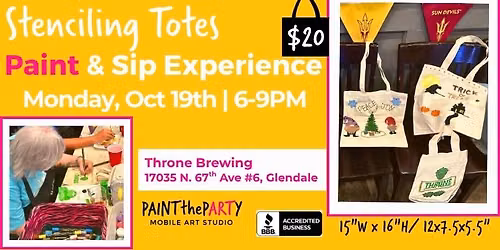 Stenciling Totes Paint & Sip Experience