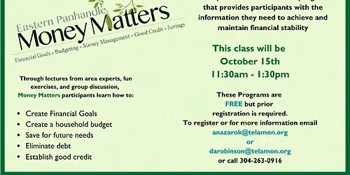 Money Matters Workshop October 15, 2026