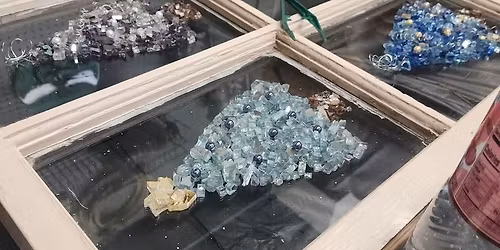 $85 Large antique window crushed glass workshop