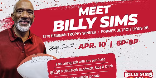 Meet & Greet - OU Sooner Legend Billy Sims (Ark City, KS)
