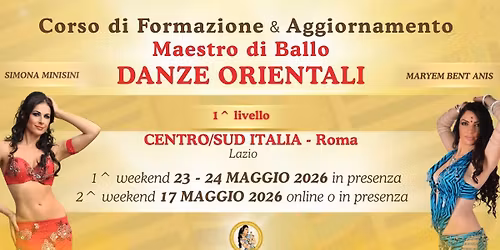 Corso di Formazione e Aggiornamento Maestro di Ballo Danze Orientali - 1^ livello