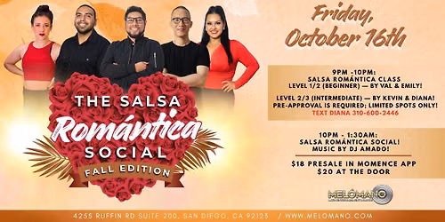 Mel\u00f3mano Salsa Rom\u00e1ntica Social: Fall Edition! 10\/16