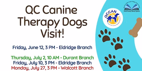 QC Canine Therapy Dogs Visit (multiple dates & locations)