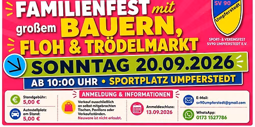 Familienfest mit gro\u00dfen Floh- & Tr\u00f6delmarkt I Sportplatz Umpferstedt