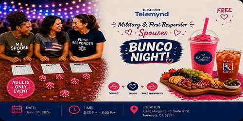 Free Bunco Night-For Military & First Responder Spouses