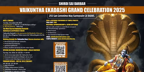 VAIKUNTHA EKADASHI GRAND CELEBRATION DEC 30TH TUESDAY 2025.