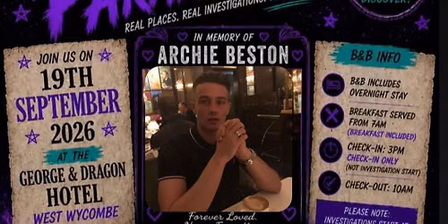Teen Paranormal Investigation 19th September, George & Dragon Hotel, West Wycombe 
