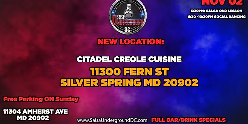 \ud83c\udfb6\ud83d\udc83 Salsa Underground DC @ Citadel Creole Cuisine