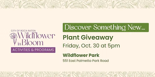 FREE! Plant Giveaway at Wildflower Park