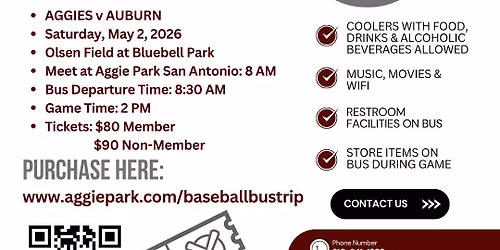 2026 Baseball Game Bus Trip | Texas A&M vs Auburn
