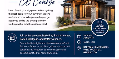 CE Course on Credit Solutions with Bartran Homes