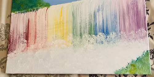 Rainbow Waterfall Acrylic Painting 16x20 - $35