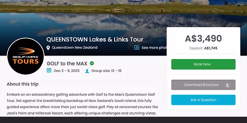 Queenstown Lakes and Links Golf Tour - December 2025