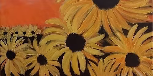 Join our beautiful Sunflower Sunset paint and sip painting event