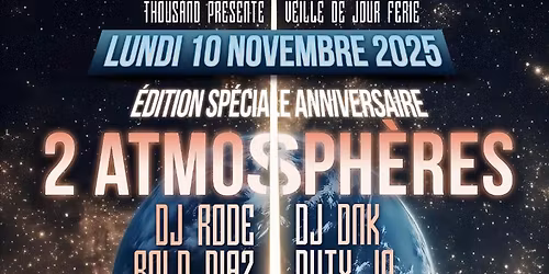 THOUSAND - 2 ATMOSPHERES \u2022 LUNDI 10 NOVEMBRE 2025 ( veille de jour f\u00e9ri\u00e9 ) \u2022 YETI WINTER BAR
