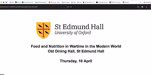 Food and Nutrition in Wartime in the Modern World