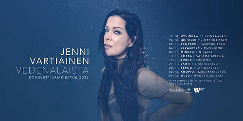 Jenni Vartiainen: Vedenalaista-konserttisalikiertue 2026