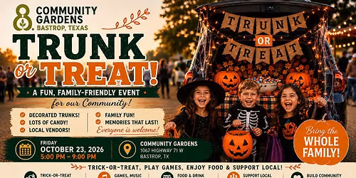 Party at the Patch Trunk or Treat at Community Gardens - FREE