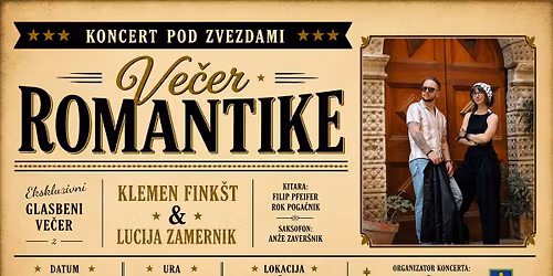 VE\u010cER ROMANTIKE | Koncert pod zvezdami \u2022 19.6.2026