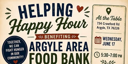 Helping Happy Hour benefiting the Argyle Area Food Bank