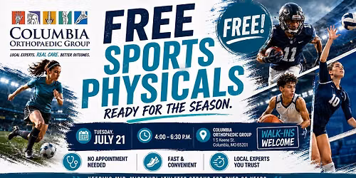 FREE Sports Physicals Day \u2013 Columbia Orthopaedic Group